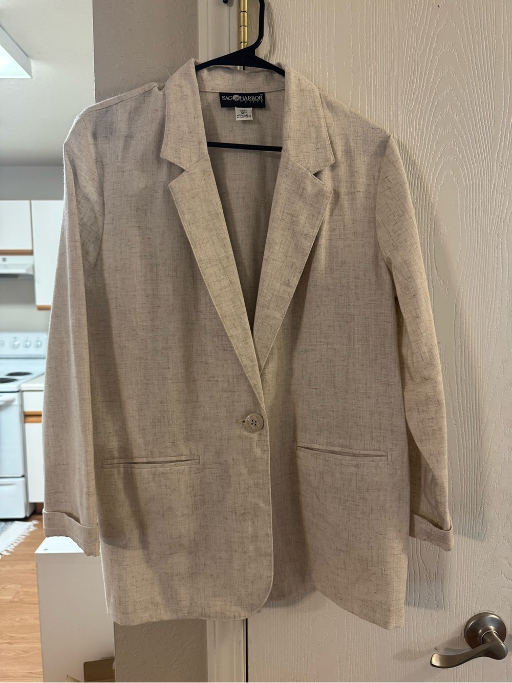 Sag Harbor Light Cream Single-Button Linen Blazer